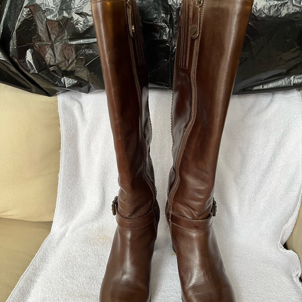 Brown Leather Knee-High Boots